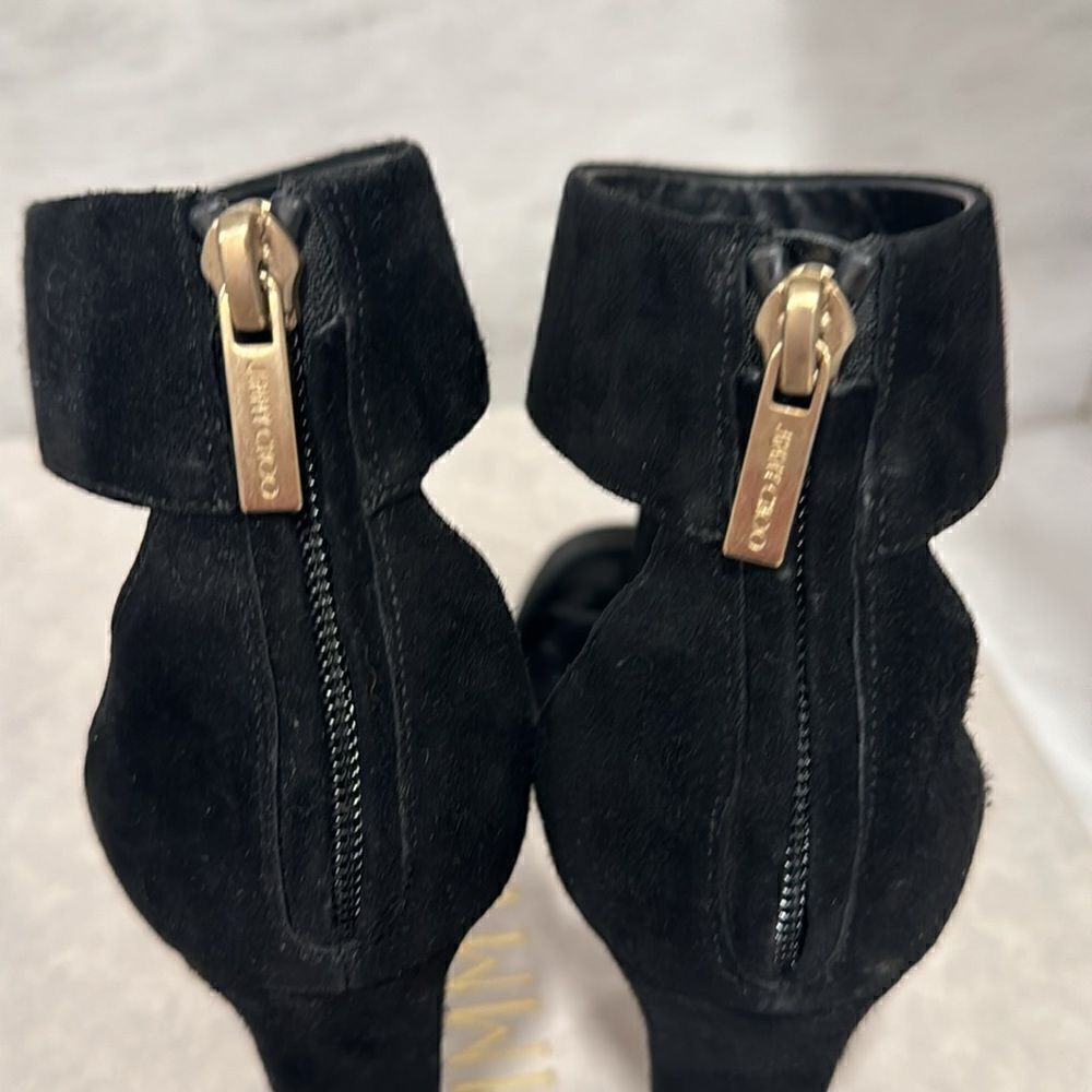 Jimmy Choo Bethel 100 black ankle strap open toe suedestrappy heels 38 - Picture 9 of 16